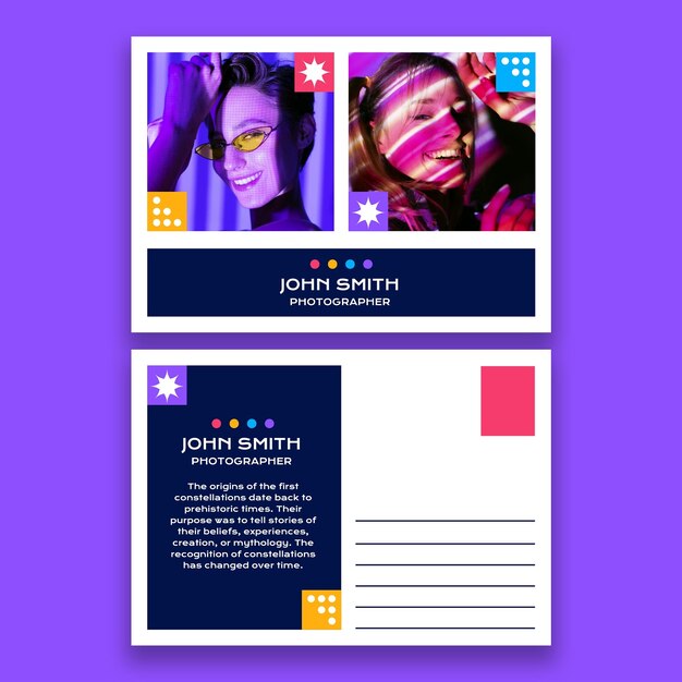 無料ベクター 設計された写真家はがきテンプレート