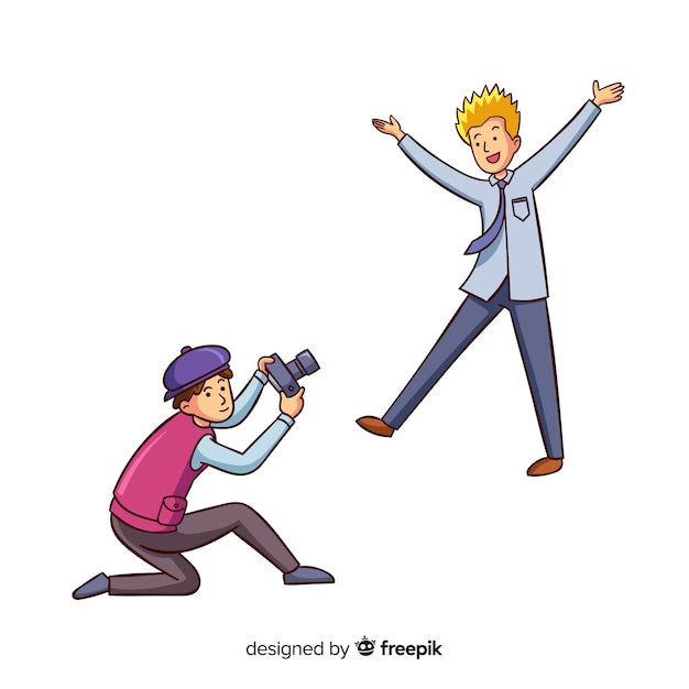 Photographer taking a photo of a blonde man