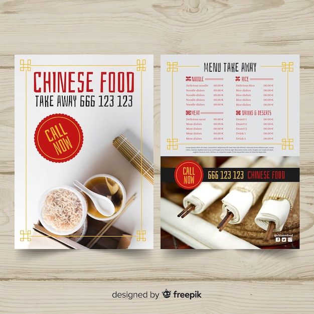 Photographic chinese food flyer template