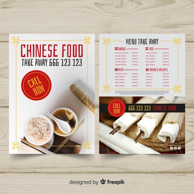 Photographic chinese food flyer template