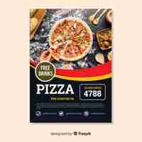 Free vector photographic pizza flyer template