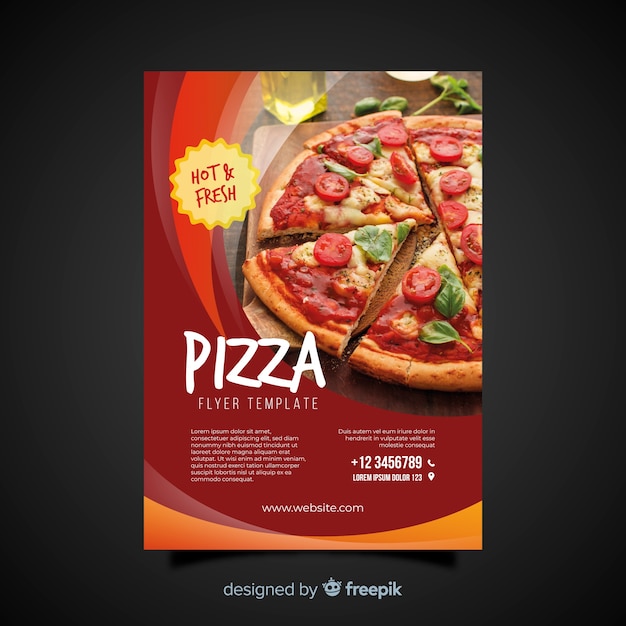 Free vector photographic pizza flyer