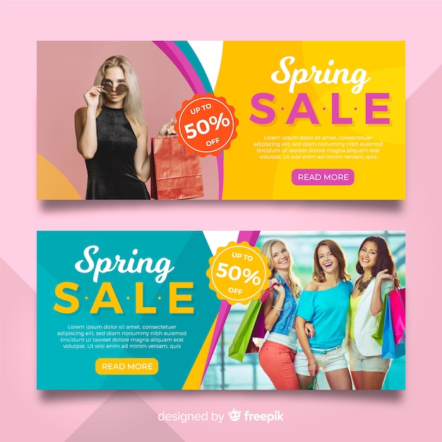 Free vector photographic spring sale banner