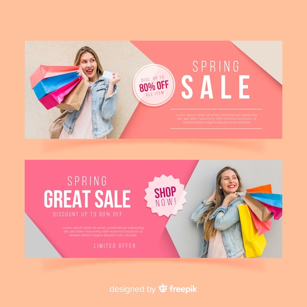 Free vector photographic spring sale banner