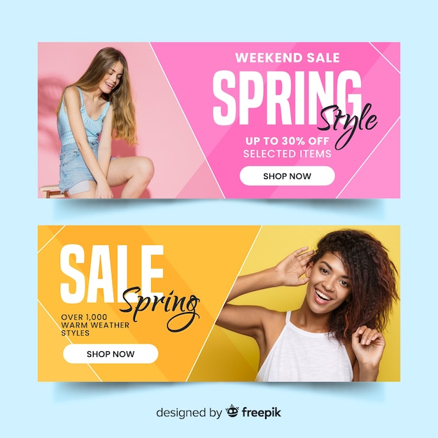 Free vector photographic spring sale banner