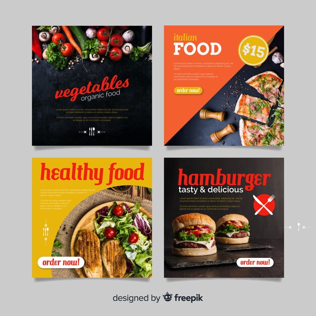 Photographic square healthy food banner