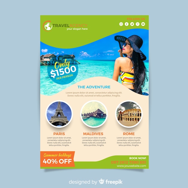 Free vector photographic travel brochure template