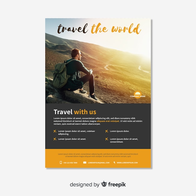 Free vector photographic travel flyer