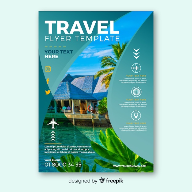 Free vector photographic travel flyer