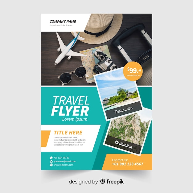 Free vector photographic travel flyer