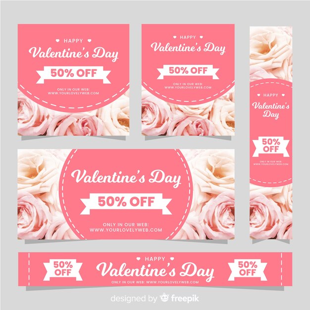 Free vector photographic valentine sale banner set