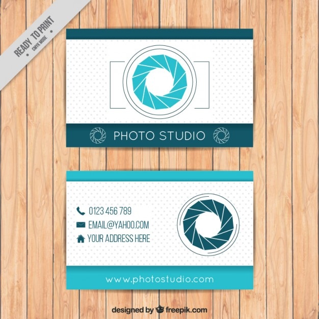 Free vector photography business card in blue color