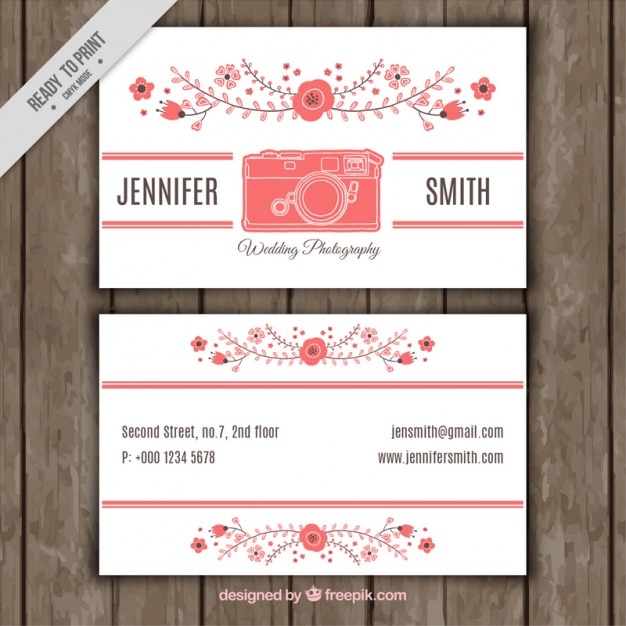 photography business card with floral shapes