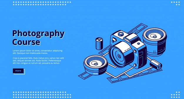 Photography courses, classes isometric web