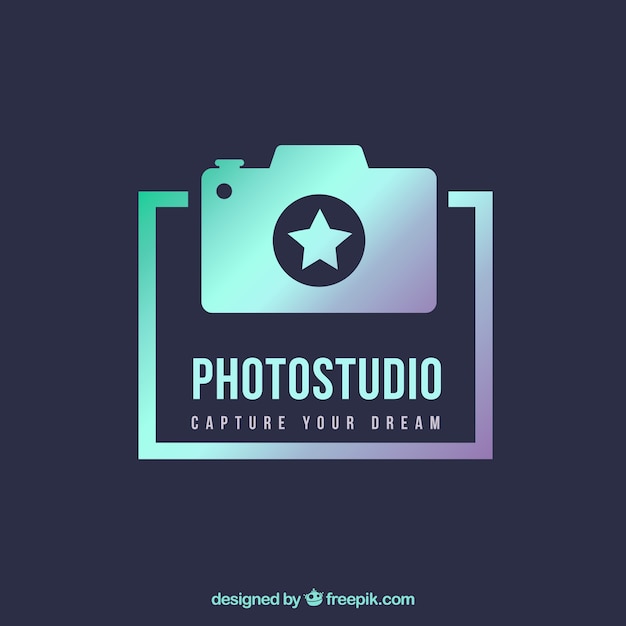 Vettore gratuito logo della fotografia con colori sfumati