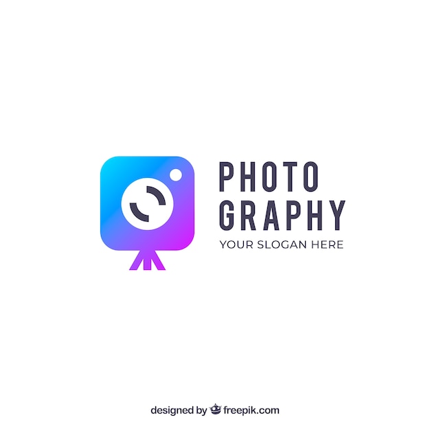 Vettore gratuito logo della fotografia con colori sfumati