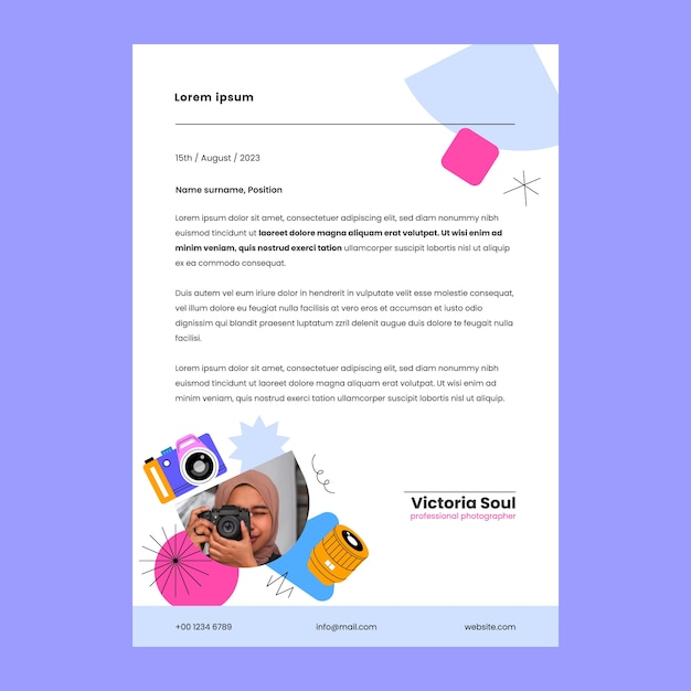 Photography studio letter template