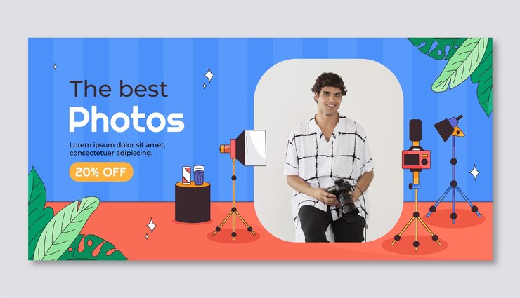 Free Vector photography studio sale banner template