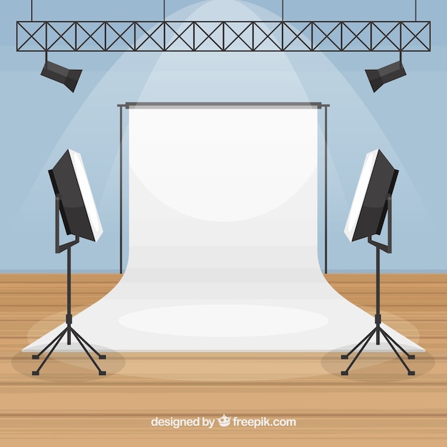 Free vector photography studio with lights