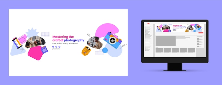 Free Vector photography studio  youtube channel art
