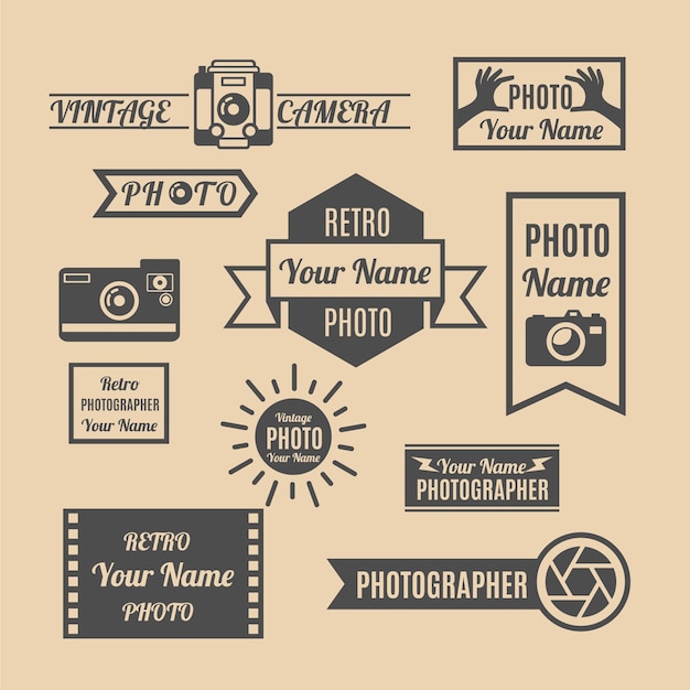 Free vector photography vintage badges