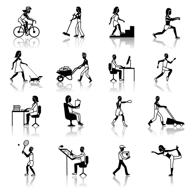 Physical Activities Icons Black