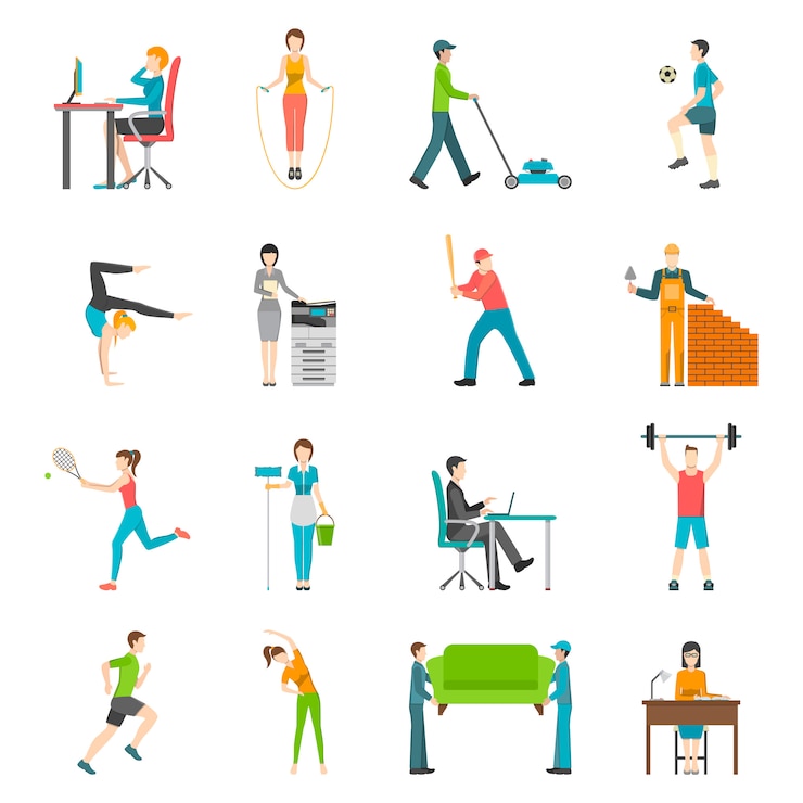 Free Vector physical activity flat icons