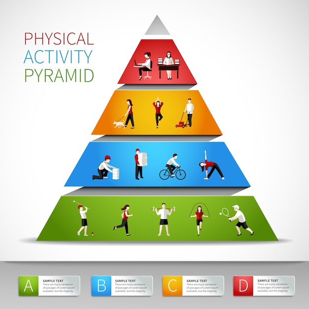 Free vector physical activity pyramid inforgaphic with people figures vector illustration