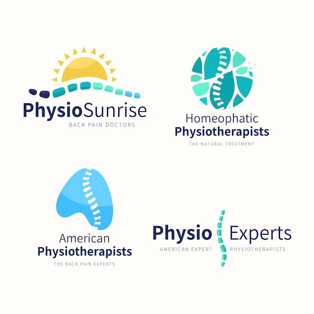 Free vector physiotherapy logo template collection