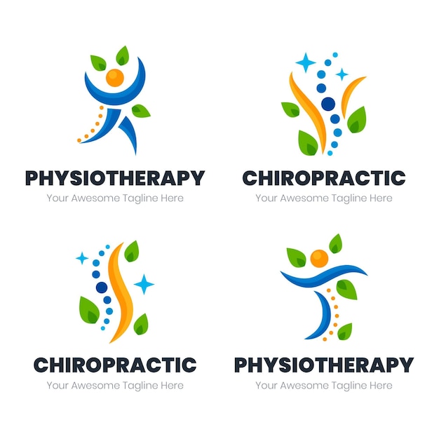 Free vector physiotherapy logo template collection