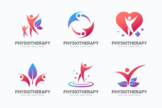 Vettore gratuito collezione di modelli di logo di fisioterapia