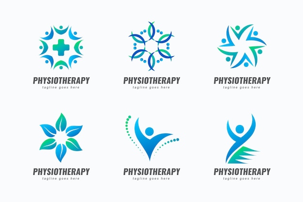 Free vector physiotherapy logo template collection