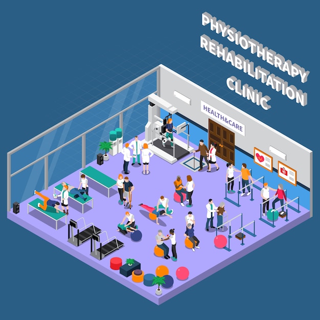 Free vector physiotherapy rehabilitation clinic interior