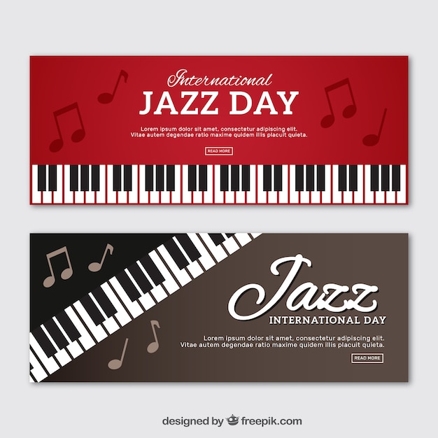 Free vector piano jazz banners