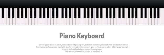 Piano keyboard isolated on white background Music design template