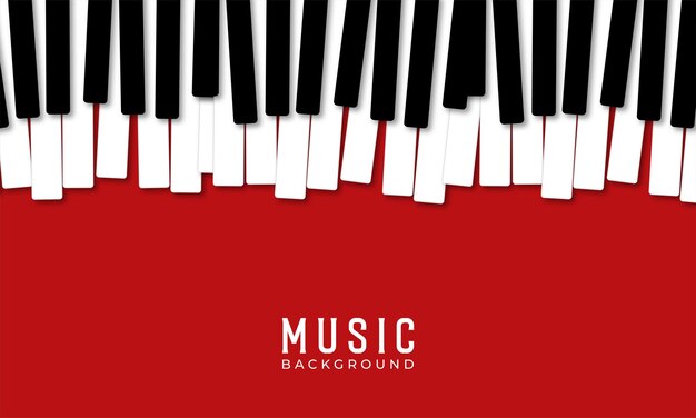 赤い背景の上のピアノの鍵盤のクローズアップ楽器の概念