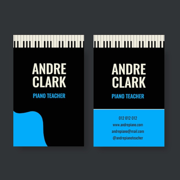 Free vector piano teacher business card