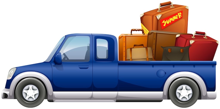Free Vector pick up truck loaded with bags