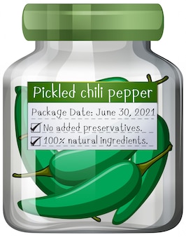Pickled chilli pepper in glass jar