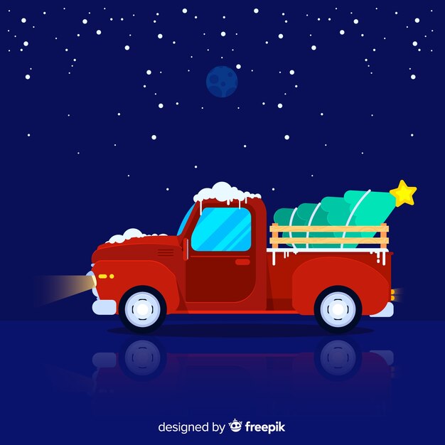 Pickup truck with christmas tree