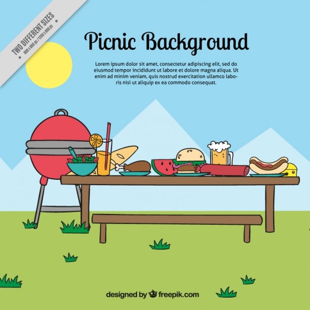 Free vector picnic, all ready to eat