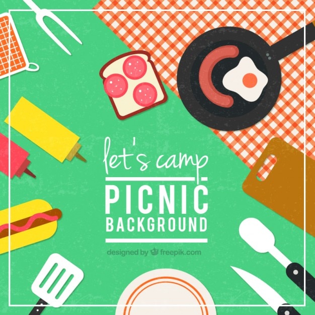 Free vector picnic background in flat design