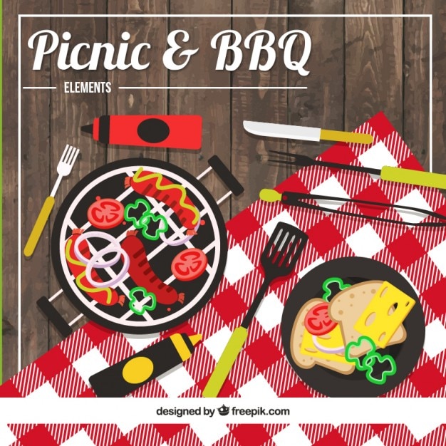 Vettore gratuito picnic e barbecue esterno