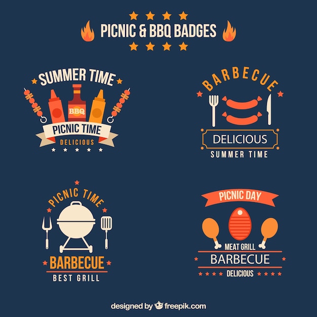 Free vector picnic and bbq badges