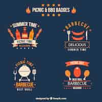 Free vector picnic and bbq badges