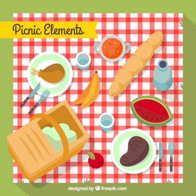 Vettore gratuito collezione elemento picnic