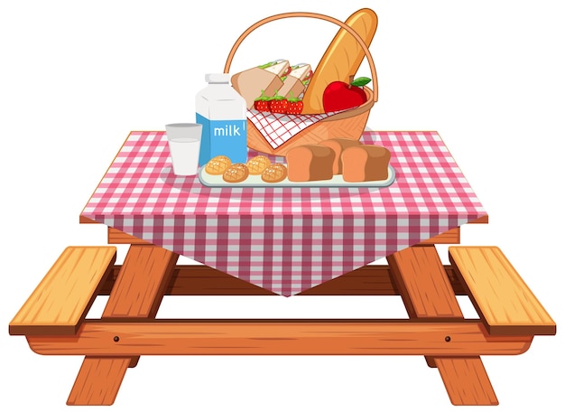 Free vector picnic meal on white back ground