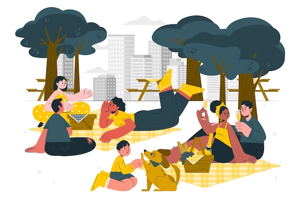 Vettore gratuito illustrazione del concetto di parco picnic