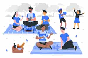 Бесплатное векторное изображение Иллюстрация концепции пикник-парка