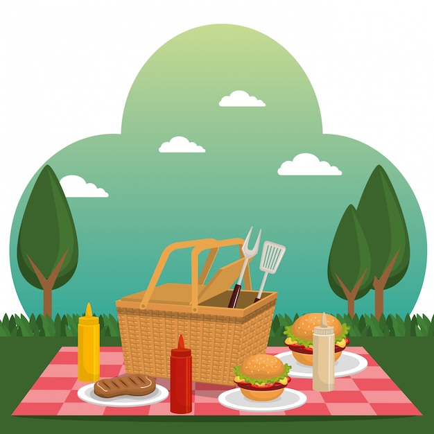 Free vector picnic party celebration scene